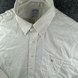 Brooks Brothers Cotton Button Up Shirt Long Sleeve Men 16.5 37 White Slim Fit **